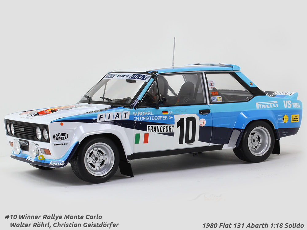 1980 Fiat 131 Abarth Winner Monte Carlo Rally 1:18 Solido diecast – Scale  Arts Wholesale